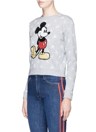 Front View - Click To Enlarge - MARC JACOBS - Sequin Mickey floral broderie anglaise shrunken sweatshirt