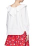 Back View - Click To Enlarge - MARC JACOBS - Ruffle neck tie cotton poplin blouse