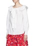 Front View - Click To Enlarge - MARC JACOBS - Ruffle neck tie cotton poplin blouse