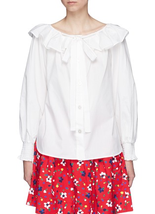 Main View - Click To Enlarge - MARC JACOBS - Ruffle neck tie cotton poplin blouse