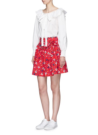 Figure View - Click To Enlarge - MARC JACOBS - Ruffle neck tie cotton poplin blouse