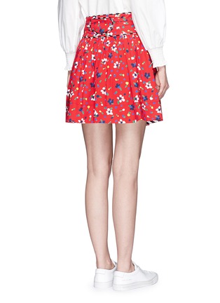 Back View - Click To Enlarge - MARC JACOBS - Painted flower print waist tie cotton skirt