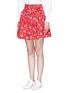 Front View - Click To Enlarge - MARC JACOBS - Painted flower print waist tie cotton skirt