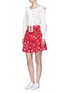 Figure View - Click To Enlarge - MARC JACOBS - Painted flower print waist tie cotton skirt