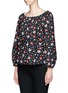 Front View - Click To Enlarge - MARC JACOBS - Painted flower print cotton peasant blouse