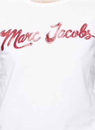 Detail View - Click To Enlarge - MARC JACOBS - Logo glitter print cotton T-shirt