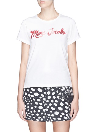 Main View - Click To Enlarge - MARC JACOBS - Logo glitter print cotton T-shirt