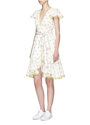 Figure View - Click To Enlarge - MARC JACOBS - Rose fil coupé belted flutter sleeve dress
