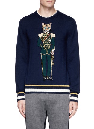 Main View - Click To Enlarge - - - General cat intarsia sweater