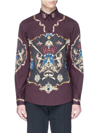Main View - Click To Enlarge - - - 'Gold' crown crest print shirt