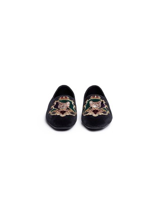 Figure View - Click To Enlarge - - - General cat embroidered velvet loafers
