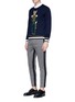 Figure View - Click To Enlarge - - - Stripe outseam cotton-virgin wool cropped pants