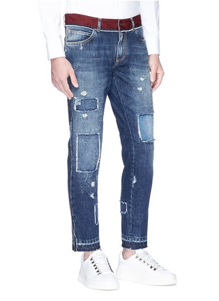Front View - Click To Enlarge - - - Contrast pocket distressed jeans