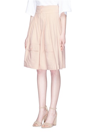 Front View - Click To Enlarge - CHLOÉ - Pleated wide leg drill shorts