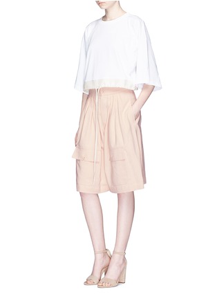 Figure View - Click To Enlarge - CHLOÉ - Pleated wide leg drill shorts