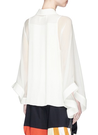 Back View - Click To Enlarge - CHLOÉ - Sheer bell sleeve pleated crepe shirt