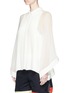 Front View - Click To Enlarge - CHLOÉ - Sheer bell sleeve pleated crepe shirt