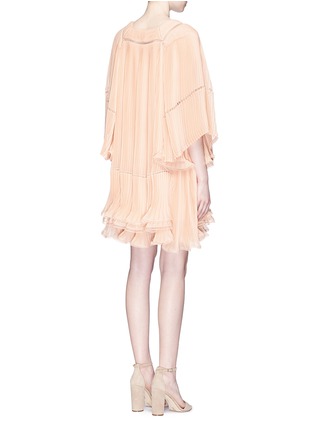 Back View - Click To Enlarge - CHLOÉ - Batwing sleeve tiered hem pleated georgette dress