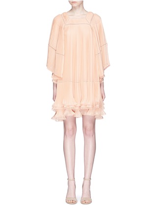Main View - Click To Enlarge - CHLOÉ - Batwing sleeve tiered hem pleated georgette dress