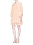 Figure View - Click To Enlarge - CHLOÉ - Batwing sleeve tiered hem pleated georgette dress