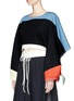 Front View - Click To Enlarge - CHLOÉ - Oversized knotted cuff drawstring cropped twill top