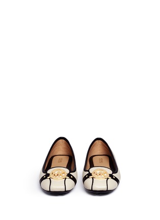 Front View - Click To Enlarge - MICHAEL KORS - 'Fulton' logo plaque leather moccasins