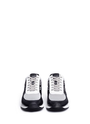Front View - Click To Enlarge - MICHAEL KORS - 'Allie' logo overlay leather and mesh sneakers