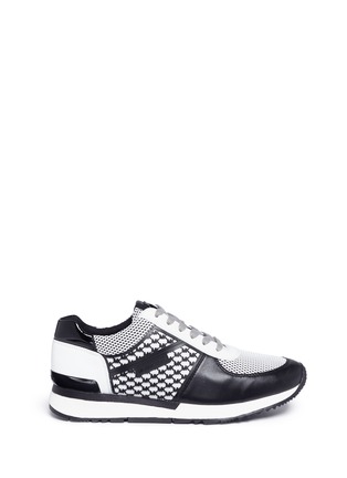 Main View - Click To Enlarge - MICHAEL KORS - 'Allie' logo overlay leather and mesh sneakers