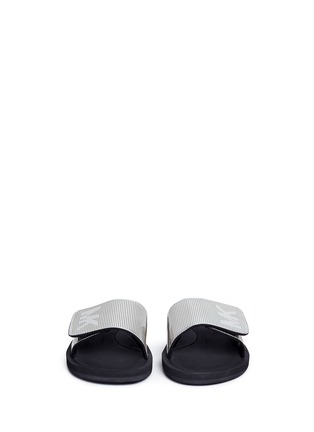 Front View - Click To Enlarge - MICHAEL KORS - 'MK' logo perforated mirror band slide sandals