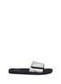Main View - Click To Enlarge - MICHAEL KORS - 'MK' logo perforated mirror band slide sandals