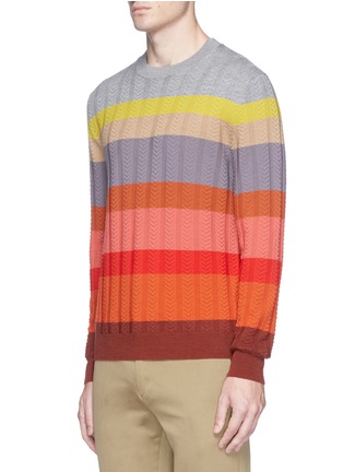 Front View - Click To Enlarge - PAUL SMITH - Herringbone rib Merino wool sweater