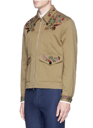 Front View - Click To Enlarge - PAUL SMITH - Floral embroidered cotton-linen coach jacket