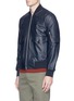 Front View - Click To Enlarge - PAUL SMITH - Lambskin leather bomber jacket