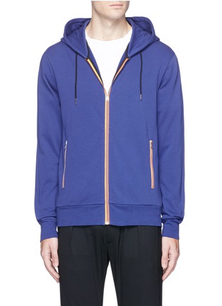 Main View - Click To Enlarge - PAUL SMITH - Contrast stripe zip hoodie