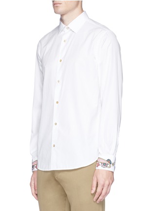 Front View - Click To Enlarge - PAUL SMITH - Paisley embroidered woven cotton shirt
