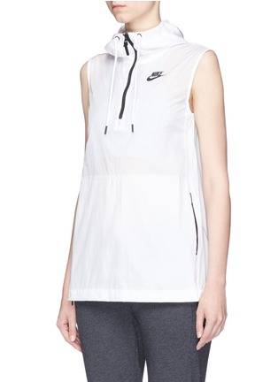 Front View - Click To Enlarge - NIKE - 'Tech Hypermesh' ripstop sleeveless hoodie