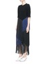 Figure View - Click To Enlarge - STELLA MCCARTNEY - 'Veronica' colourblock layered fringe cady midi skirt