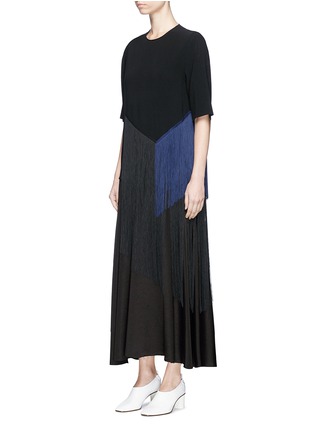 Front View - Click To Enlarge - STELLA MCCARTNEY - 'Edith' colourblock layered fringe cady top