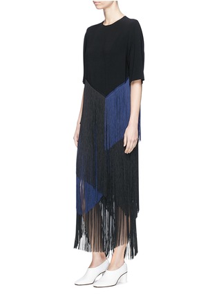Figure View - Click To Enlarge - STELLA MCCARTNEY - 'Edith' colourblock layered fringe cady top