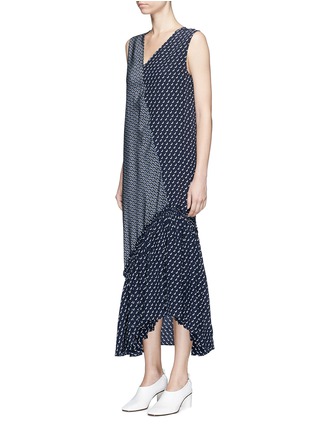 Front View - Click To Enlarge - STELLA MCCARTNEY - 'Tereasa' tie print asymmetric panel silk crepe dress
