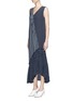 Front View - Click To Enlarge - STELLA MCCARTNEY - 'Tereasa' tie print asymmetric panel silk crepe dress