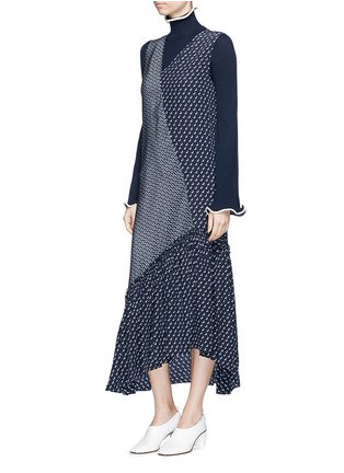 Figure View - Click To Enlarge - STELLA MCCARTNEY - 'Tereasa' tie print asymmetric panel silk crepe dress