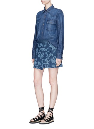 Figure View - Click To Enlarge - RAG & BONE - 'Marina' abstract motif jacquard denim wrap skirt