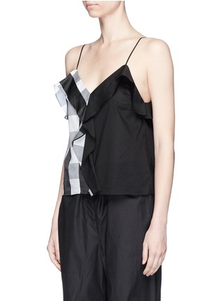 Front View - Click To Enlarge - RAG & BONE - 'Posta' half check ruffle camisole