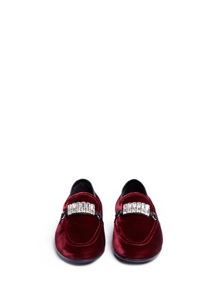 Front View - Click To Enlarge - 73426 - 'Letizia' glass crystal band velvet loafers