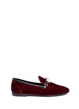Main View - Click To Enlarge - 73426 - 'Letizia' glass crystal band velvet loafers