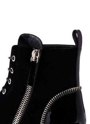 Detail View - Click To Enlarge - 73426 - 'Hilary' zip velvet and patent leather boots