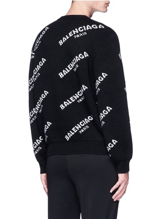 Back View - Click To Enlarge - BALENCIAGA - Logo intarsia wool sweater