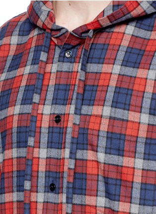 Detail View - Click To Enlarge - BALENCIAGA - Check plaid flannel hooded shirt