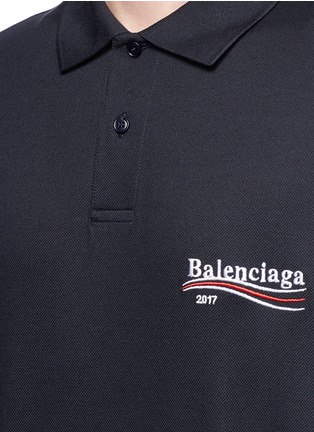 Detail View - Click To Enlarge - BALENCIAGA - Logo embroidered oversized polo shirt